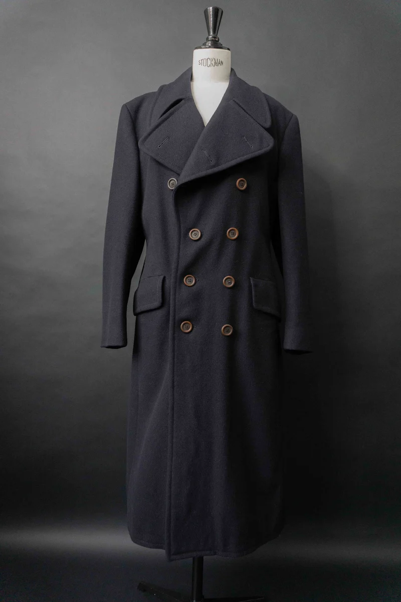 Vintage Military Wollmantel, Navy, M–L