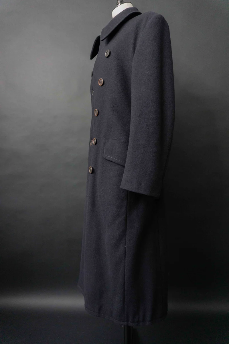Vintage Military Wollmantel, Navy, M–L