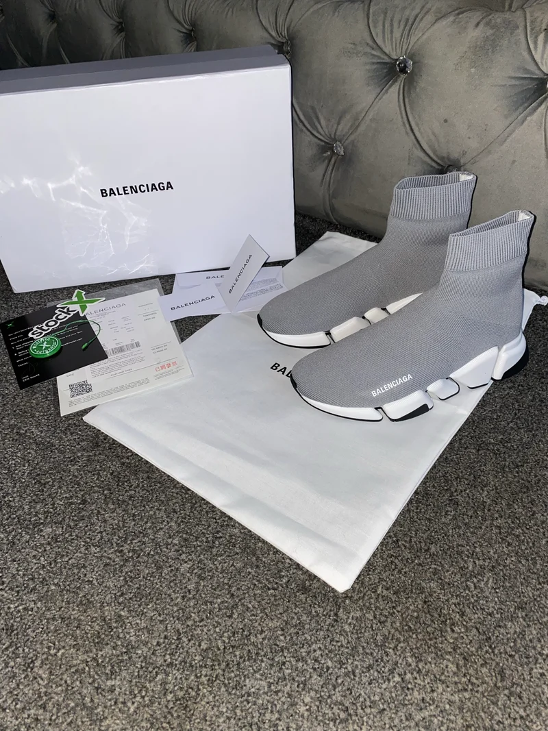Grey & White Sock Trainers