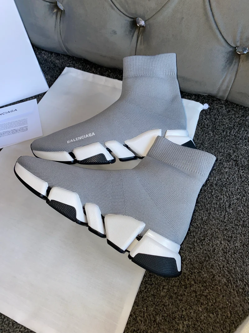 Grey & White Sock Trainers
