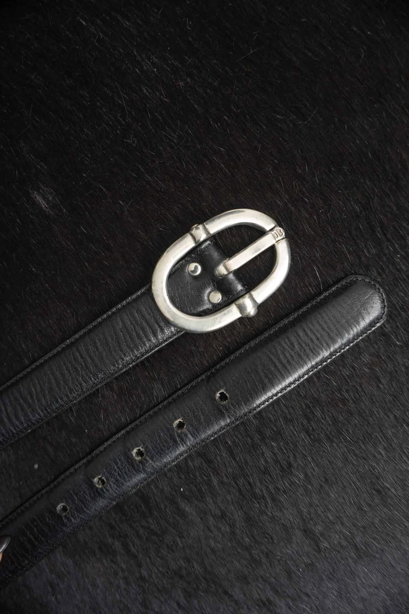 Vintage 80s Aigner Gürtel Echtleder Schwarz – Silberne Schnalle