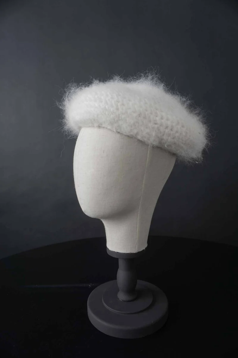 Vintage Angora Mütze Weiß