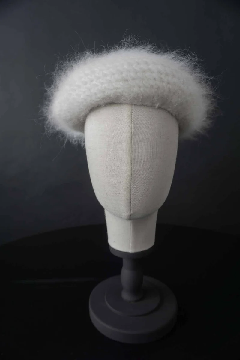 Vintage Angora Mütze Weiß
