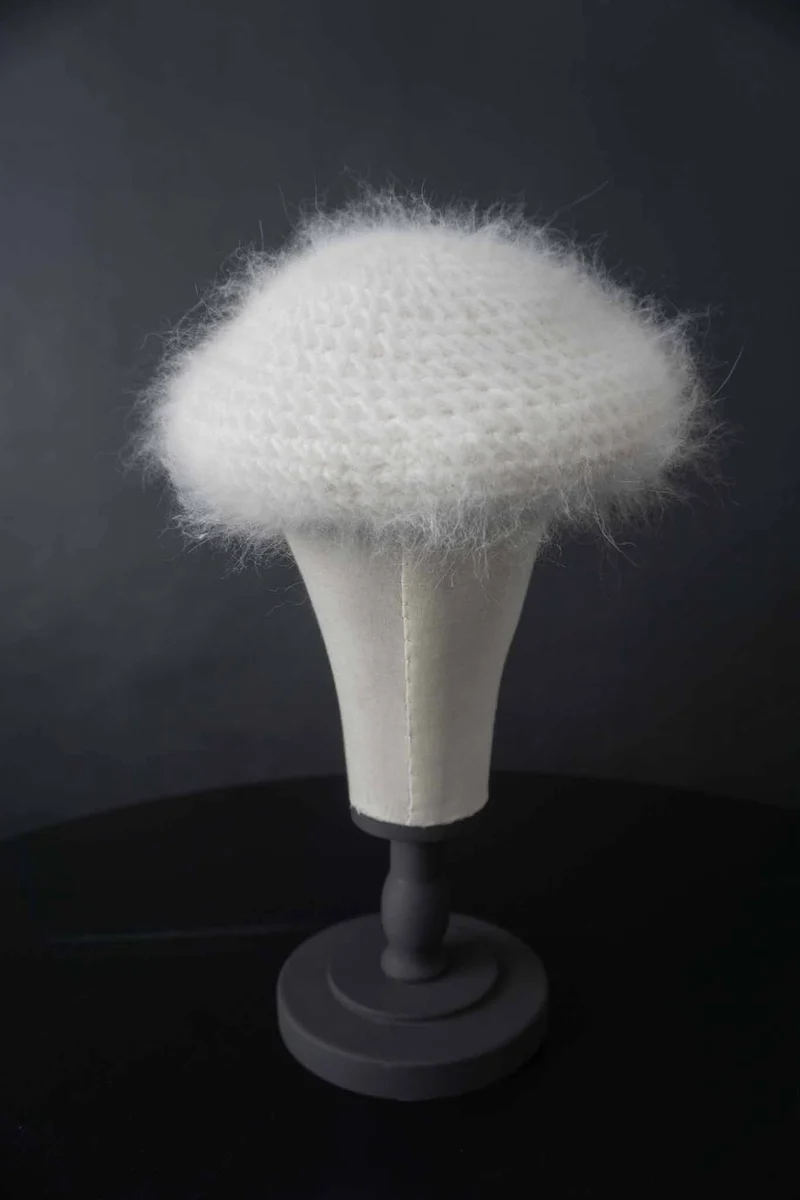 Vintage Angora Mütze Weiß