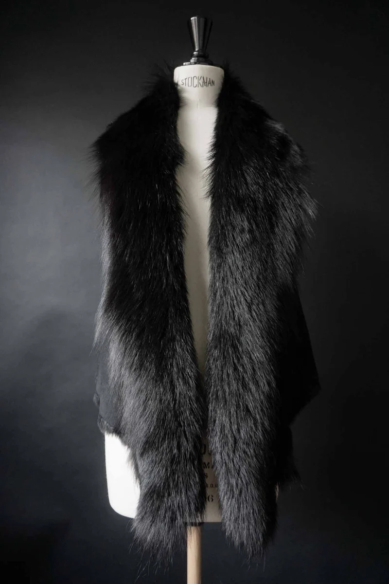 Vintage Pelzweste Nerz, Schwarz, XS–M