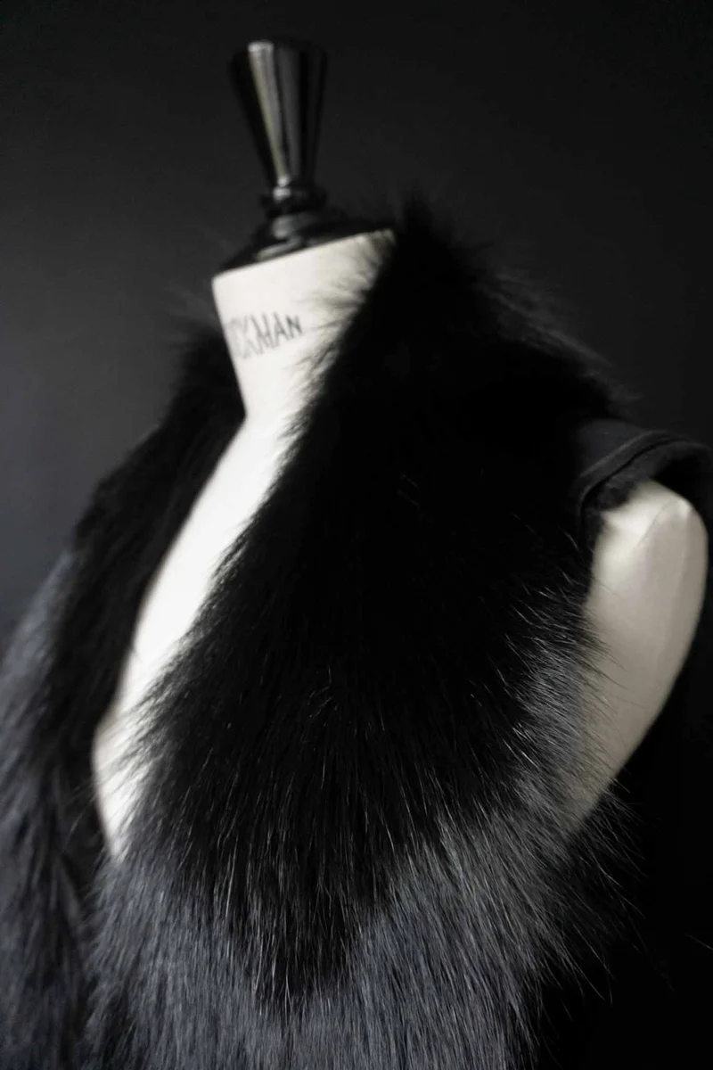 Vintage Pelzweste Nerz, Schwarz, XS–M