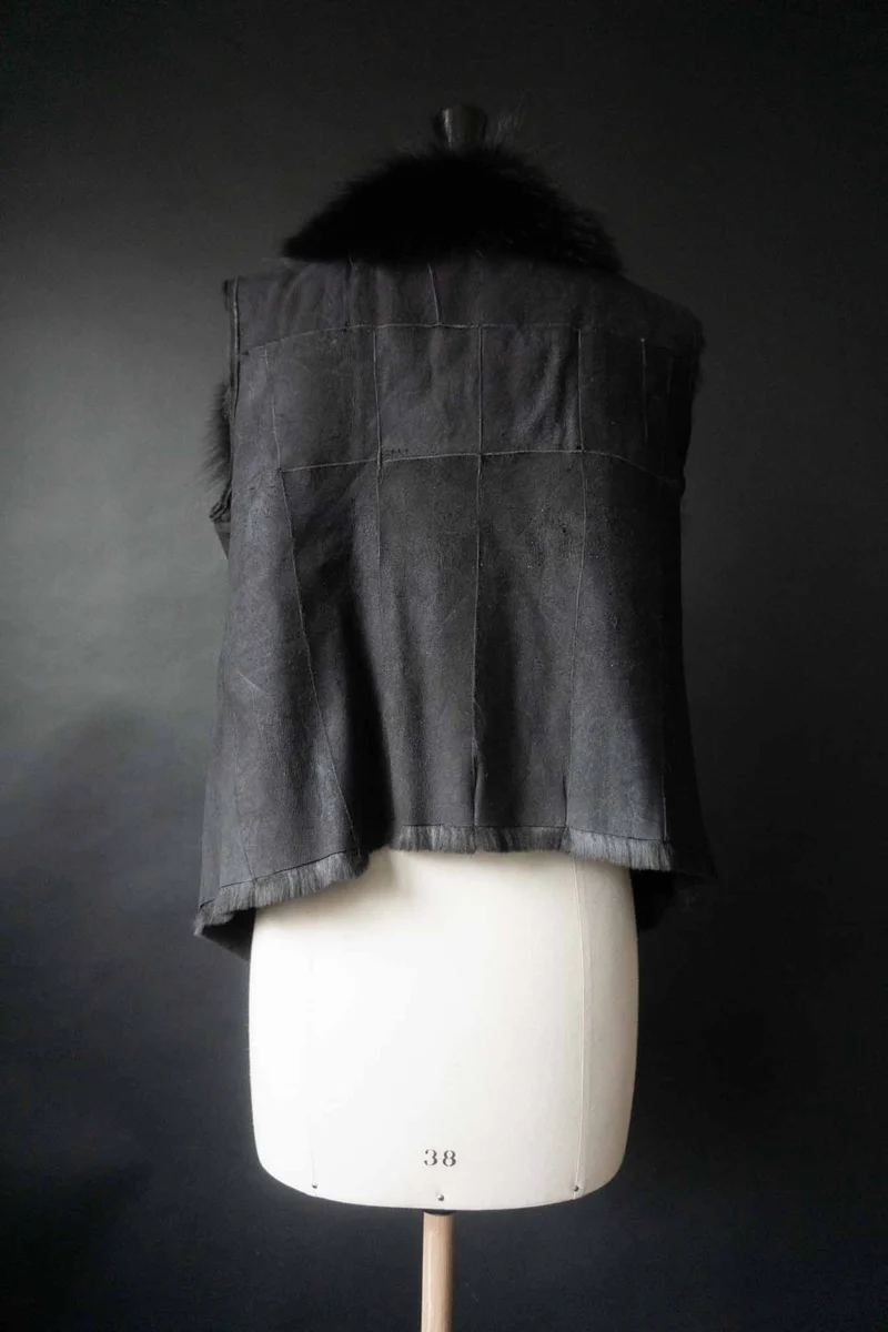 Vintage Pelzweste Nerz, Schwarz, XS–M