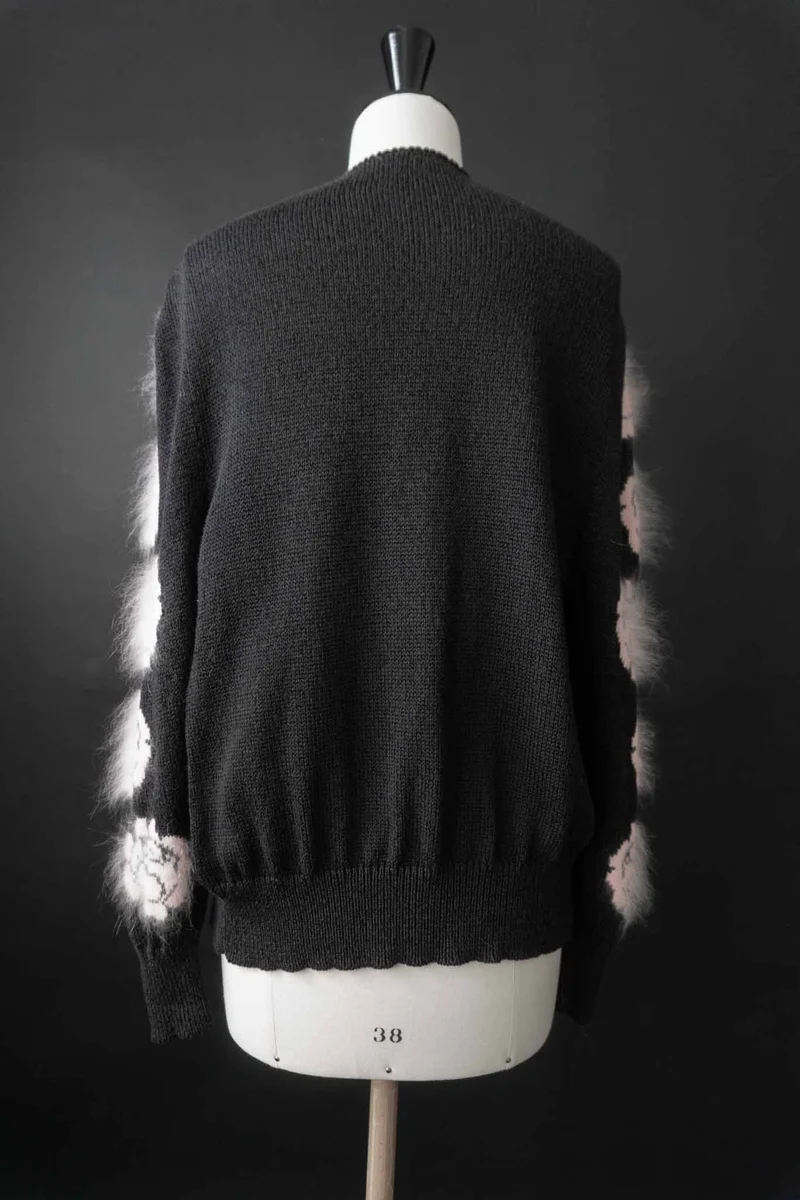 Vintage Angora Strickjacke Rosen, S–M