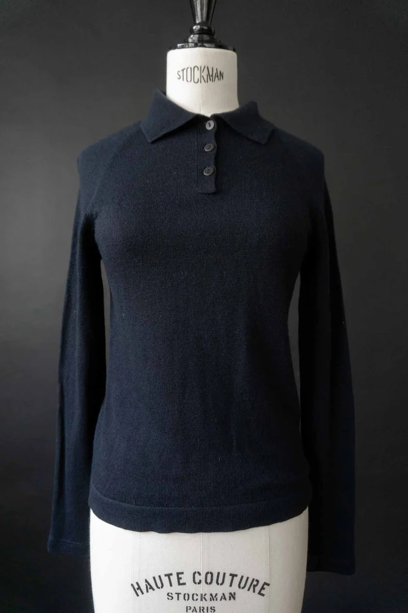Vintage Iris von Arnim – Seide-Kaschmir Polo Pullover, XS–S