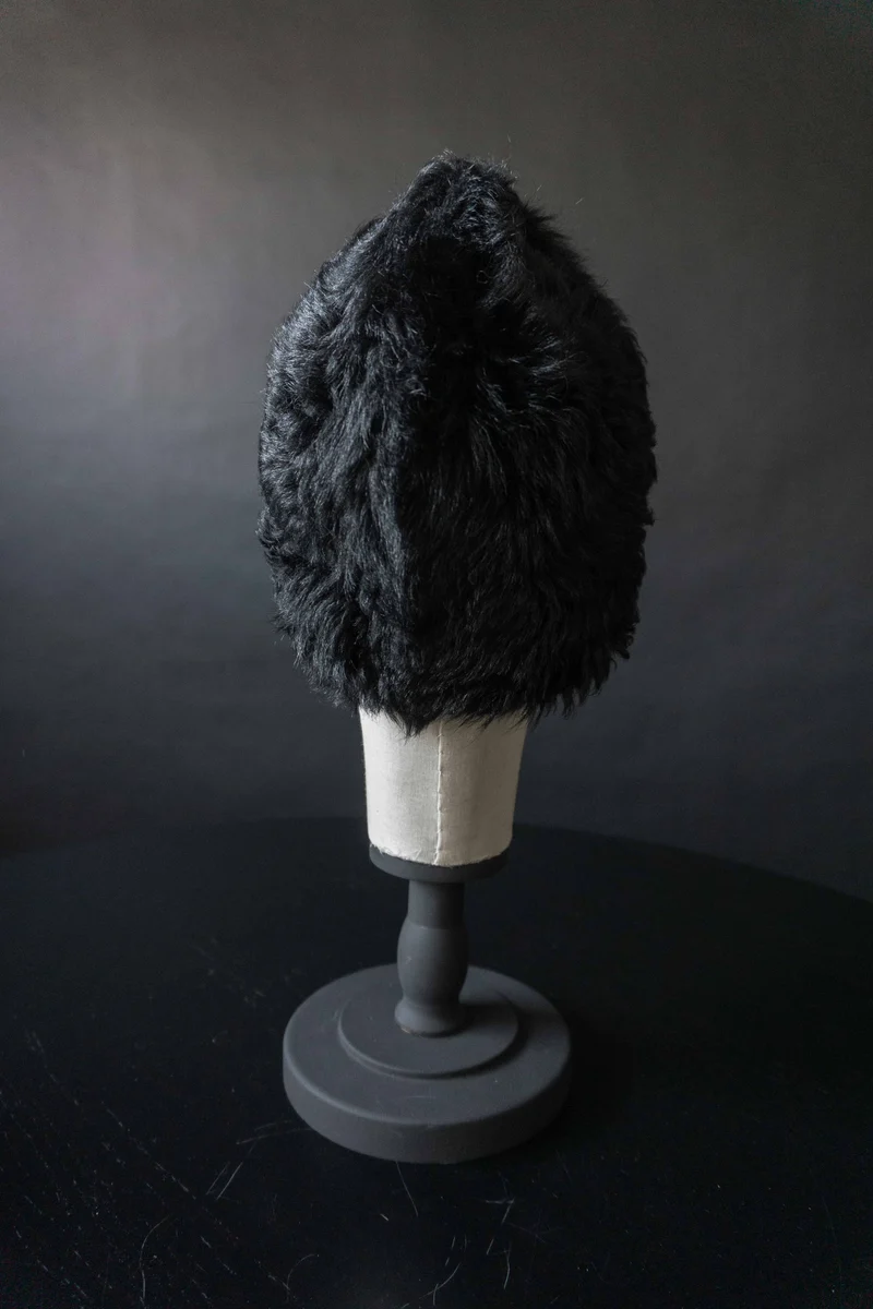 Vintage Lammfellmütze, Schwarz, M