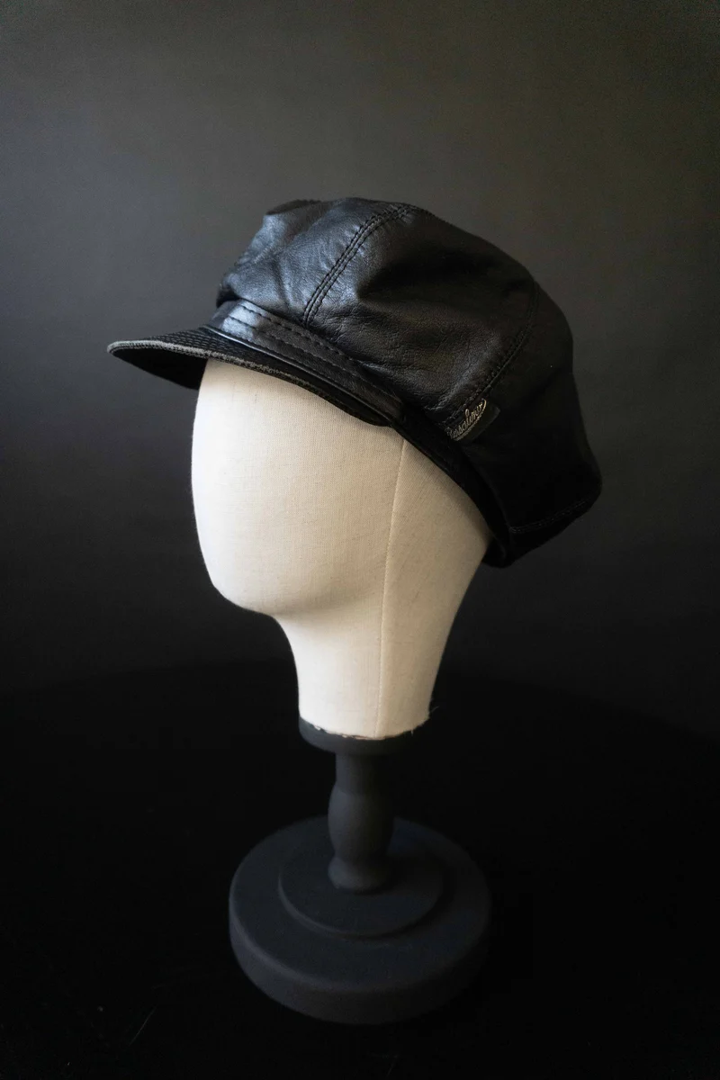 Vintage Borsalino Bakerboy Mütze Leder, M