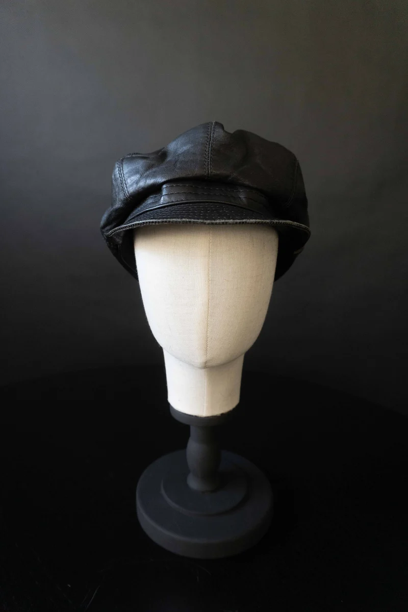 Vintage Borsalino Bakerboy Mütze Leder, M
