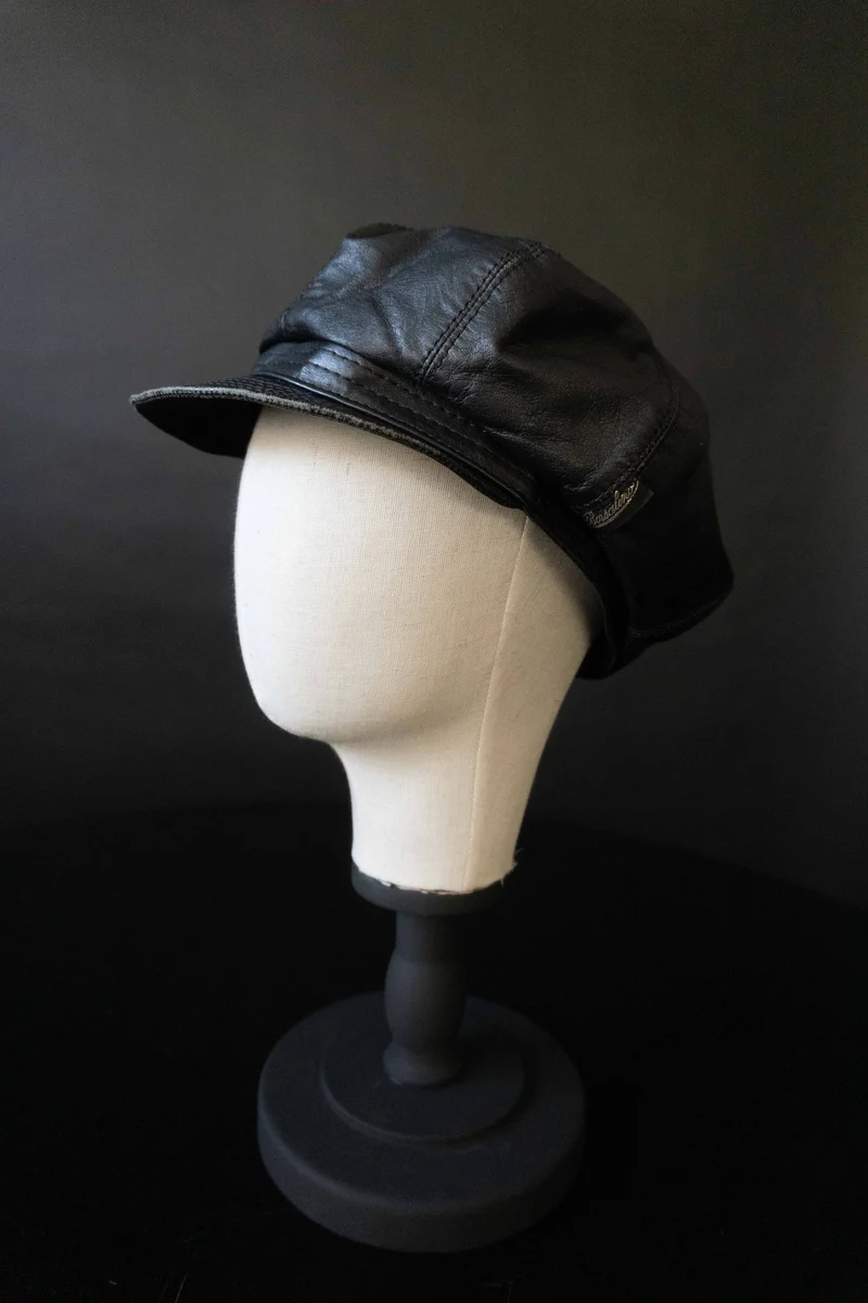 Vintage Borsalino Bakerboy Mütze Leder, M