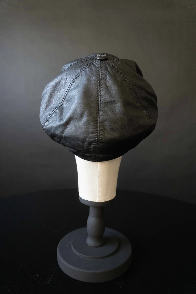 Vintage Borsalino Bakerboy Mütze Leder, M
