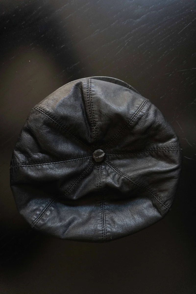 Vintage Borsalino Bakerboy Mütze Leder, M