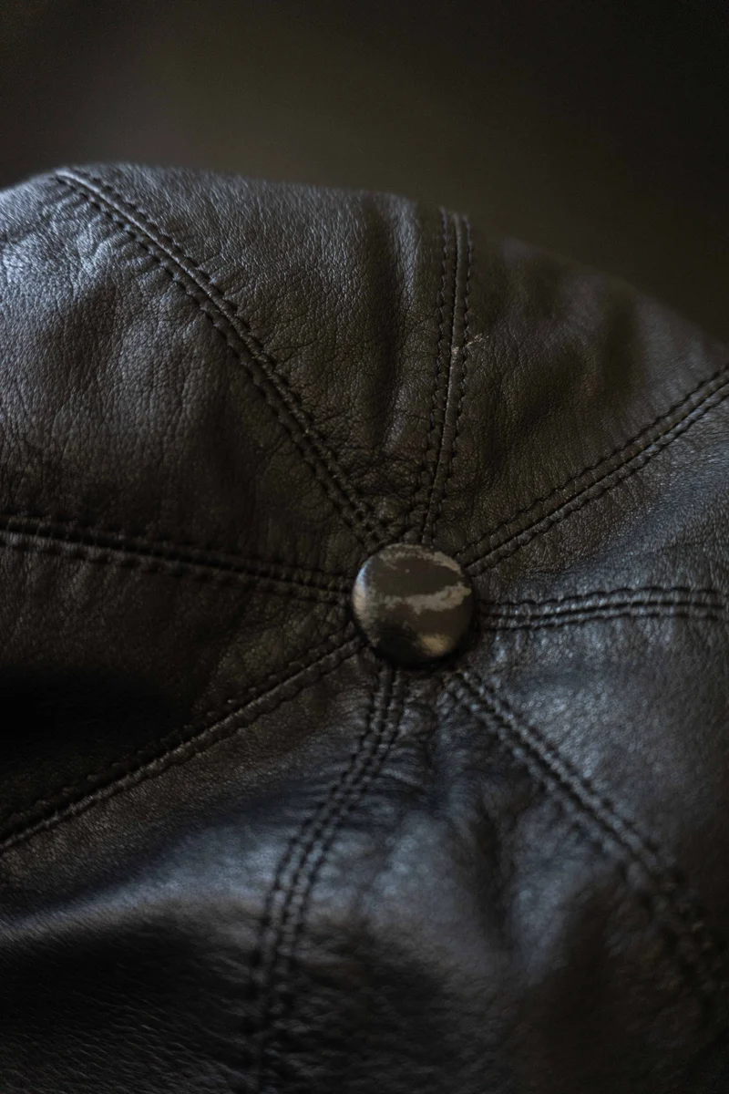 Vintage Borsalino Bakerboy Mütze Leder, M