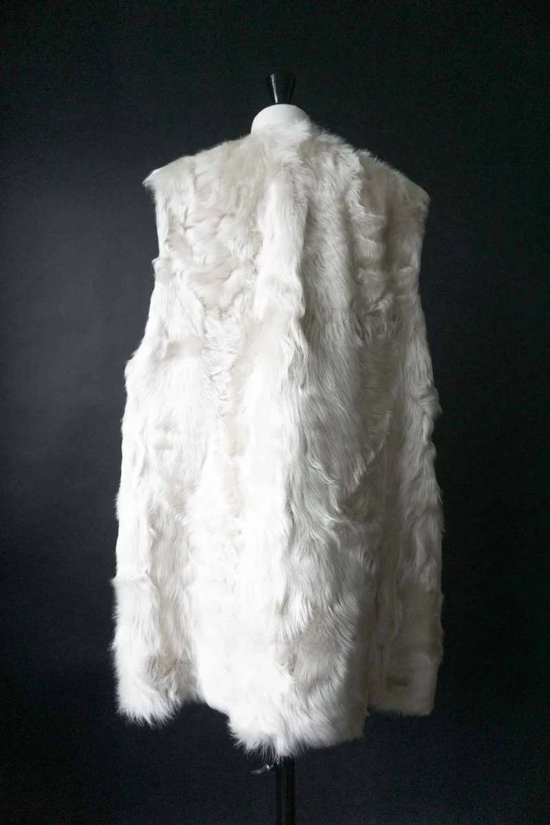 Vintage Pelzweste Lammfell, Creme, M–XL