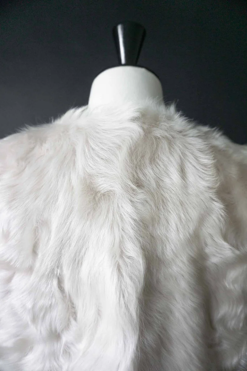 Vintage Pelzweste Lammfell, Creme, M–XL