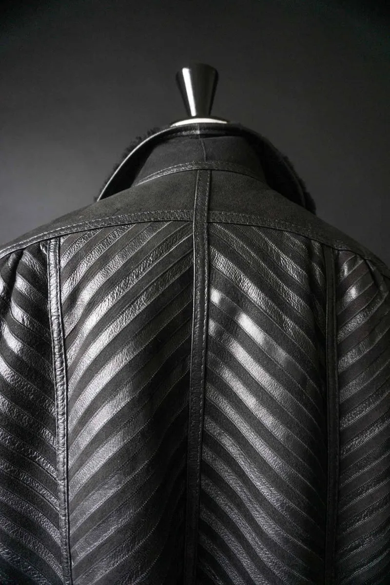 Vintage Lammfellmantel 80s Schwarz, S–M
