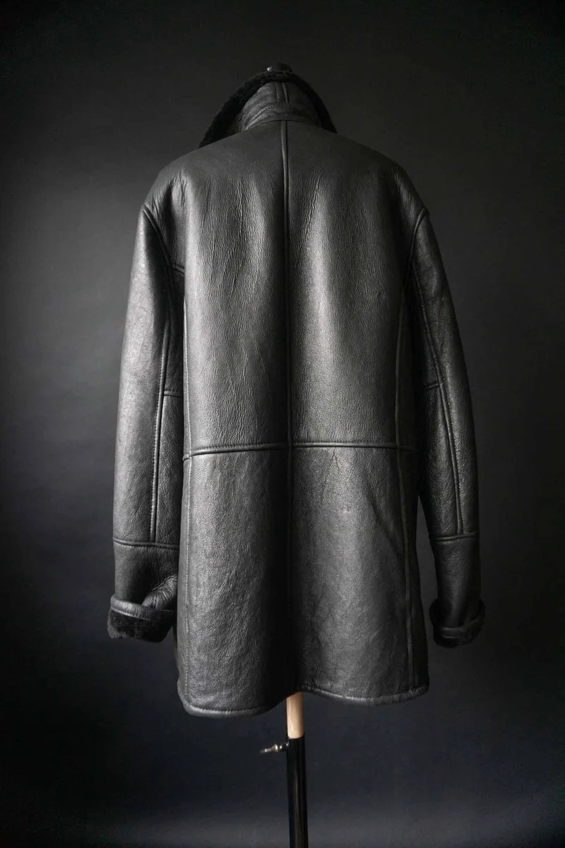 Vintage Lammfelljacke Schwarz, S–M