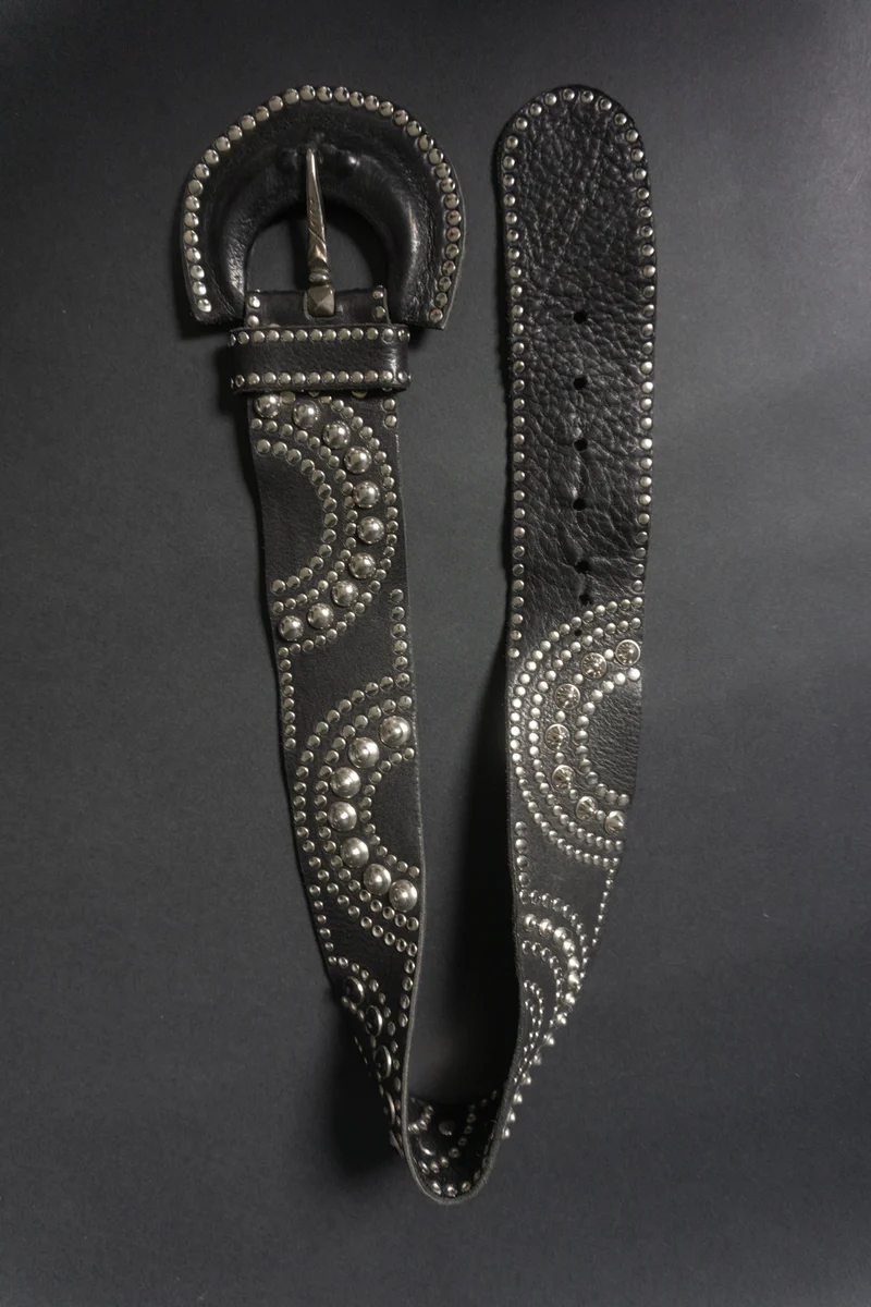 Vintage Nieten Gürtel, Leder, S–M