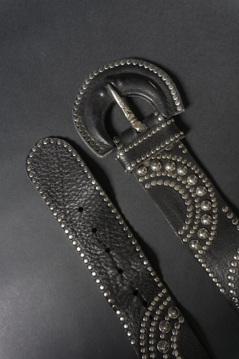 Vintage Nieten Gürtel, Leder, S–M