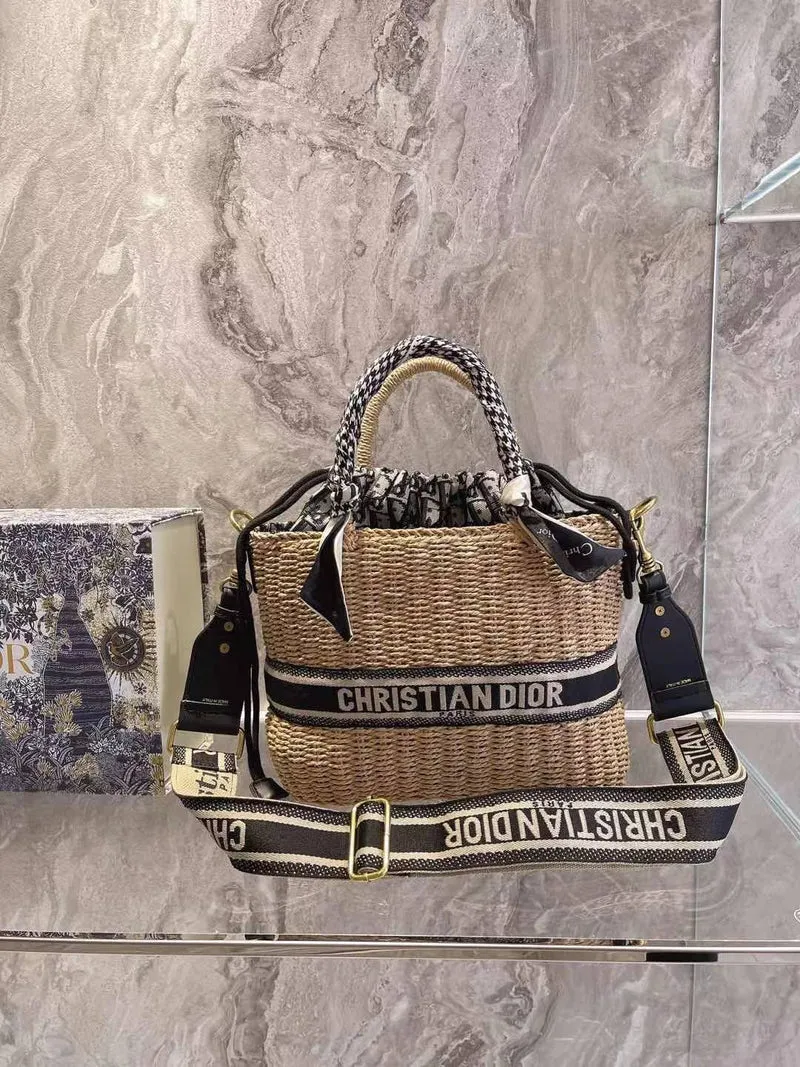 Wicker Handle Bag With Strap CD