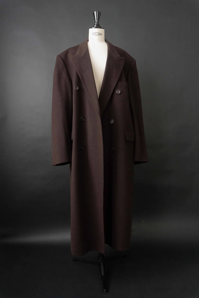 Vintage 80s Maxi Mantel, Blutrot, M–XL
