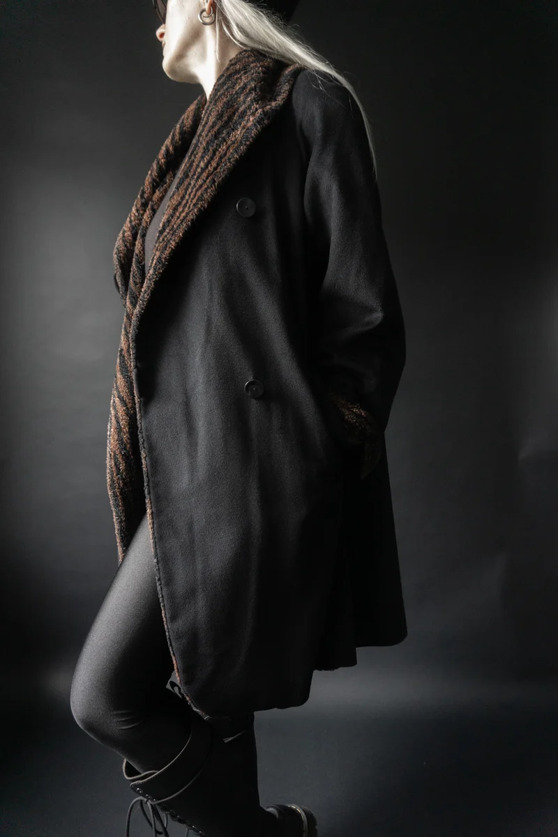 Vintage 80s Wolle-Angora-Kaschmir Mantel, M–XL