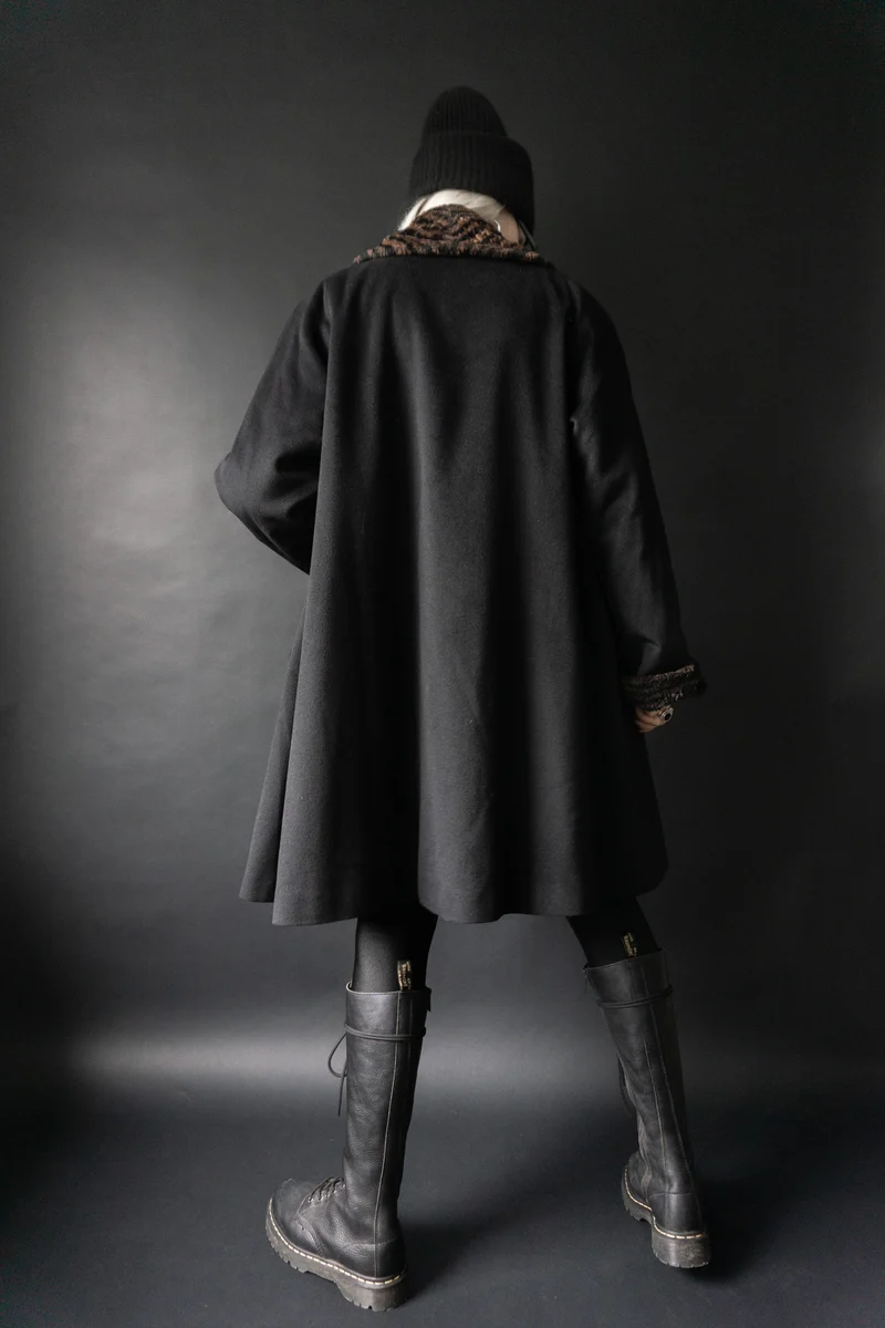 Vintage 80s Wolle-Angora-Kaschmir Mantel, M–XL