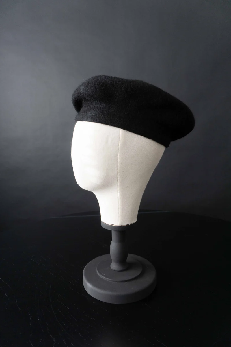 Vintage Baret, Wolle, Schwarz, S