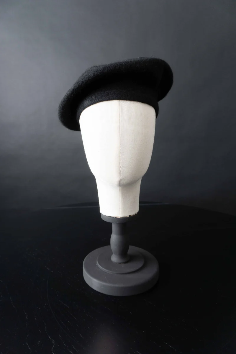 Vintage Baret, Wolle, Schwarz, S