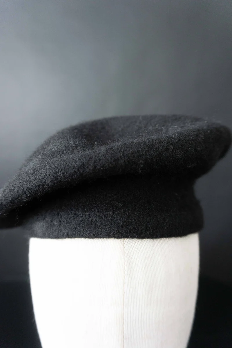 Vintage Baret, Wolle, Schwarz, S