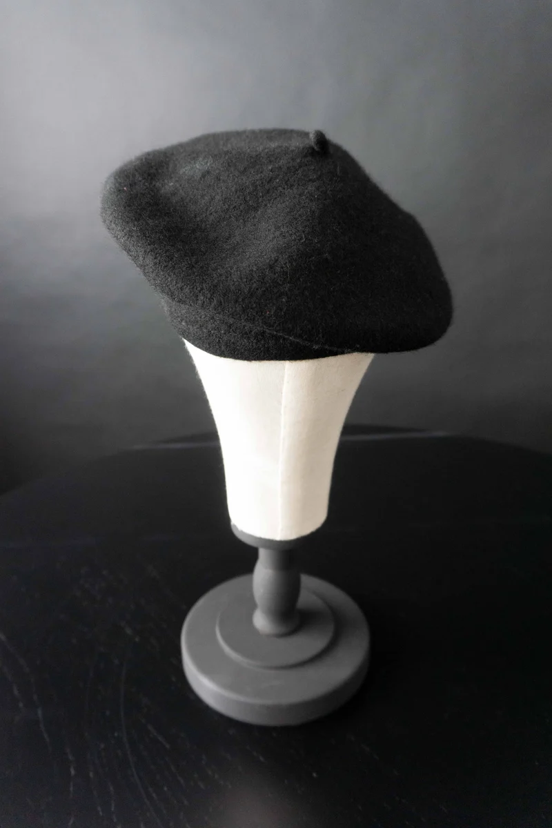 Vintage Baret, Wolle, Schwarz, S