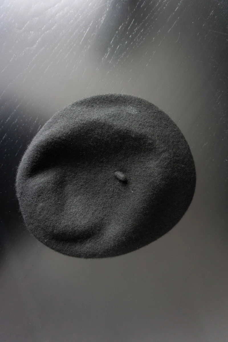 Vintage Baret, Wolle, Schwarz, S