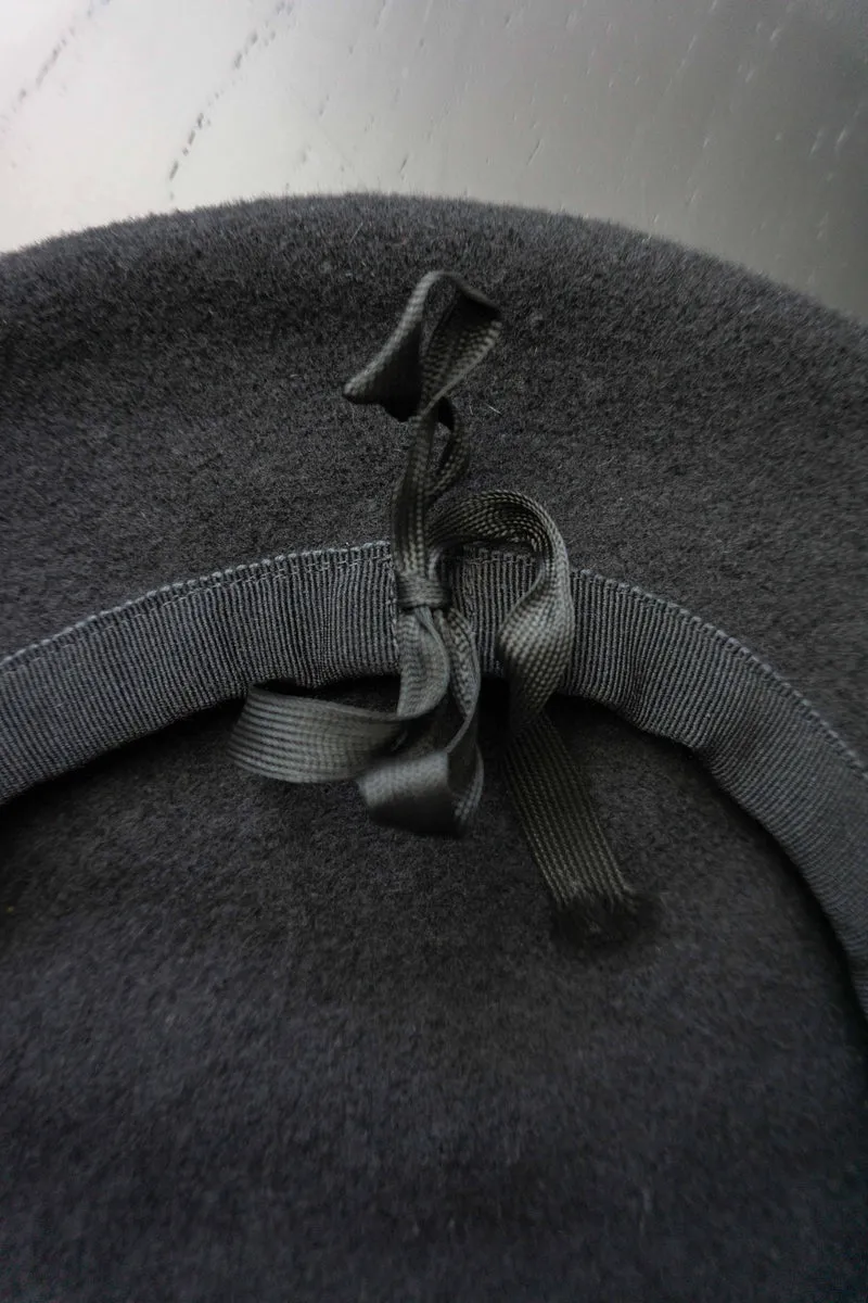 Vintage Baret, Wolle, Zugband, Schwarz, M