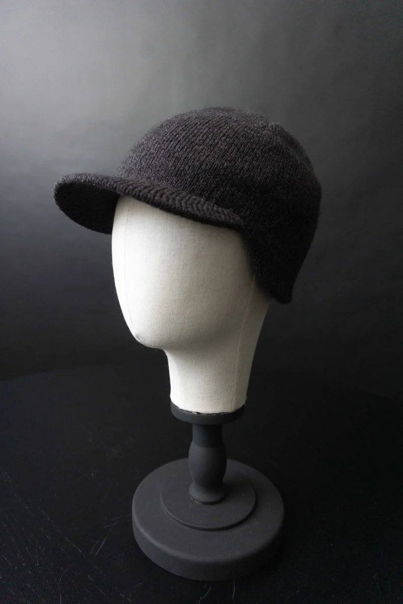 Vintage Bugatti Schiebermütze Strick, Grau–Purple, M