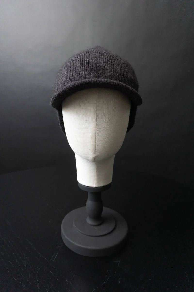 Vintage Bugatti Schiebermütze Strick, Grau–Purple, M