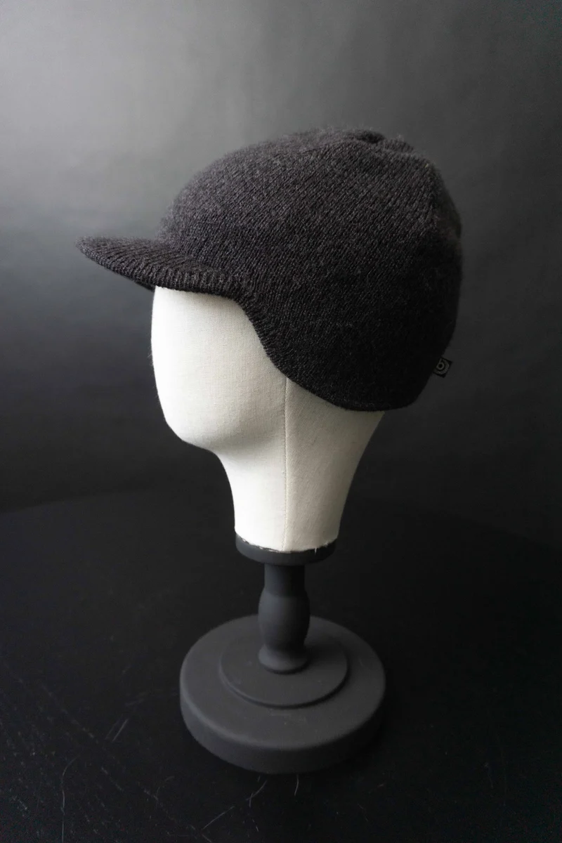 Vintage Bugatti Schiebermütze Strick, Grau–Purple, M