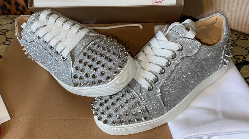 Silver Glittery Studded Trainers