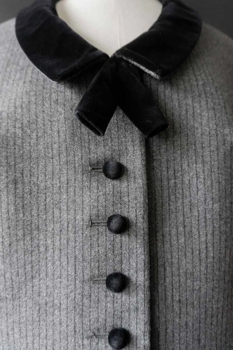 Vintage 50s Wollblazer mit Samtkragen, S–M