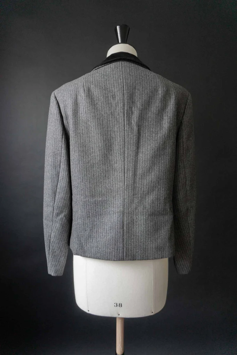 Vintage 50s Wollblazer mit Samtkragen, S–M