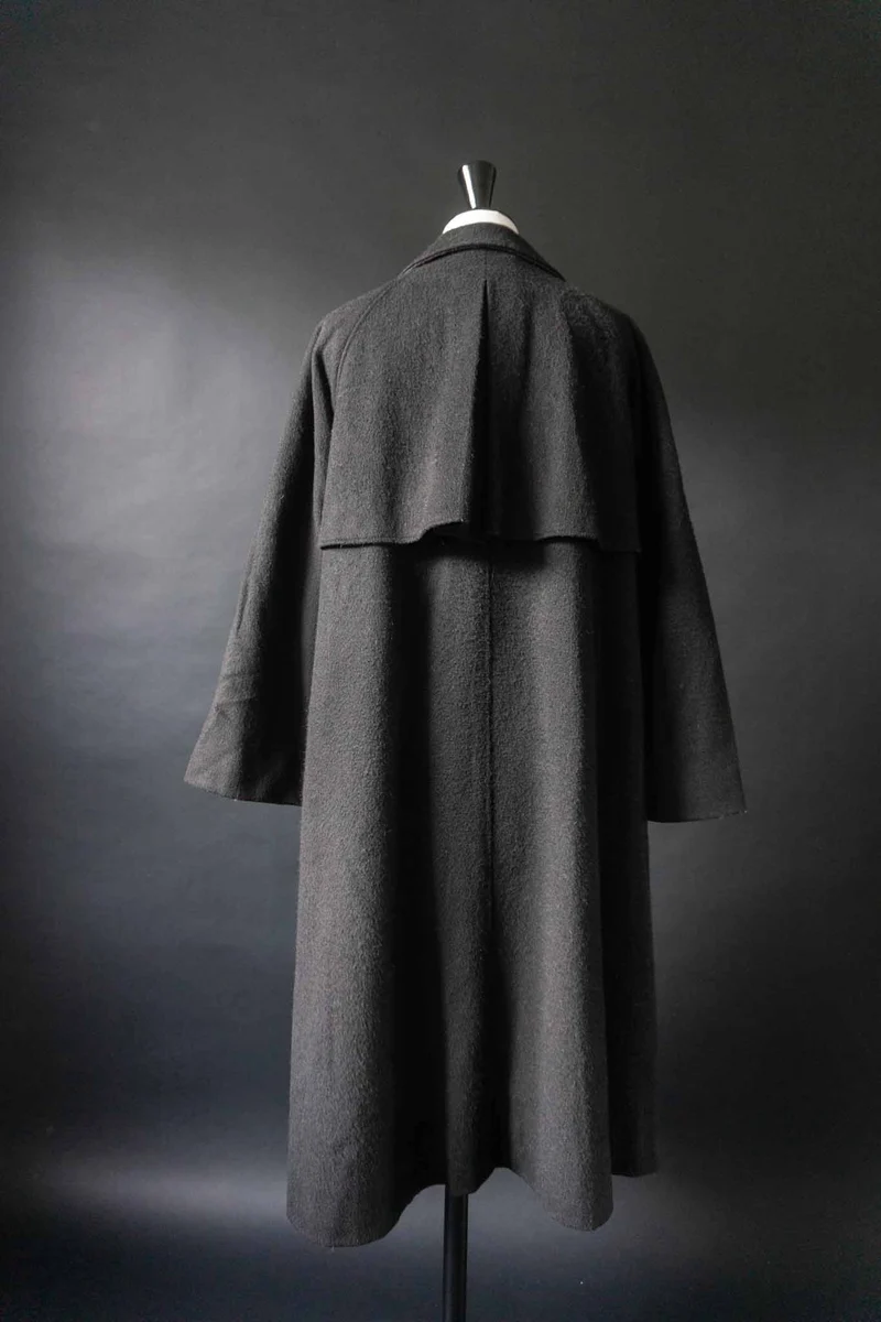 Vintage Wolllmantel, Schwarz, S–M