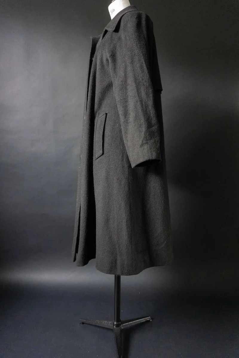 Vintage Wolllmantel, Schwarz, S–M