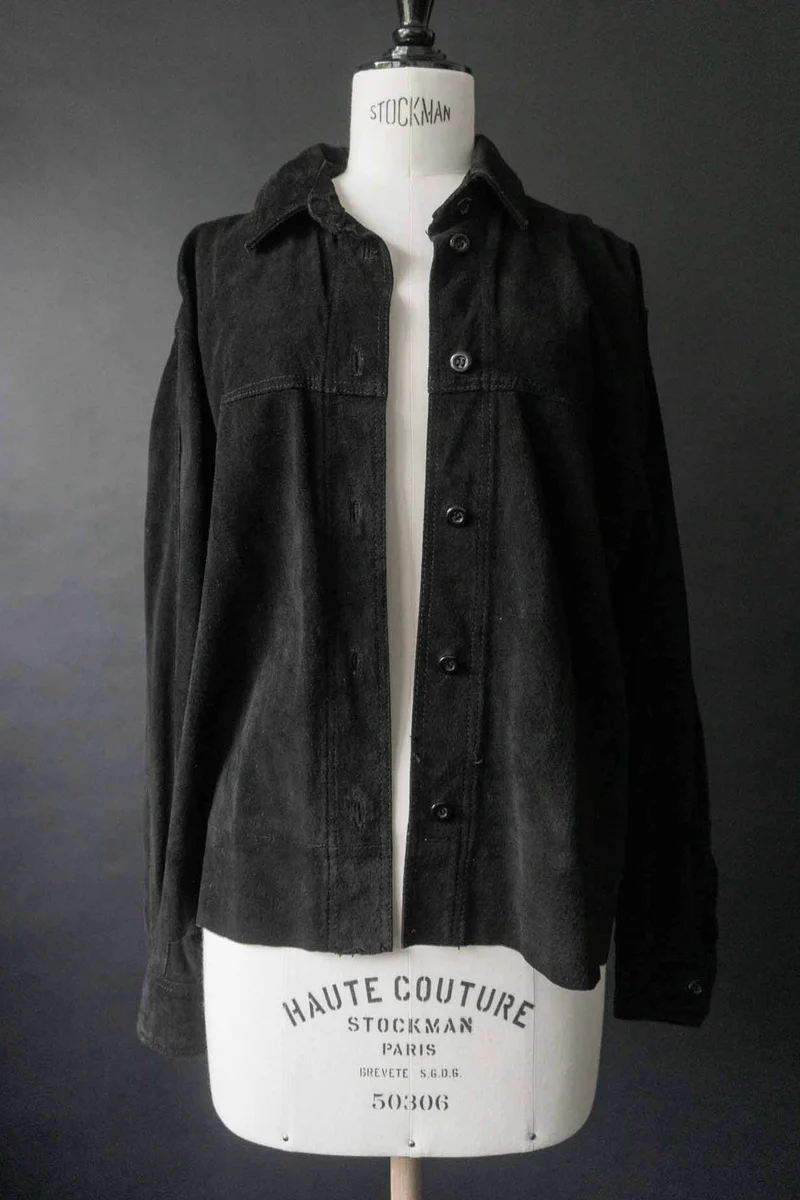 Vintage Wildlederjacke Schwarz, S–M