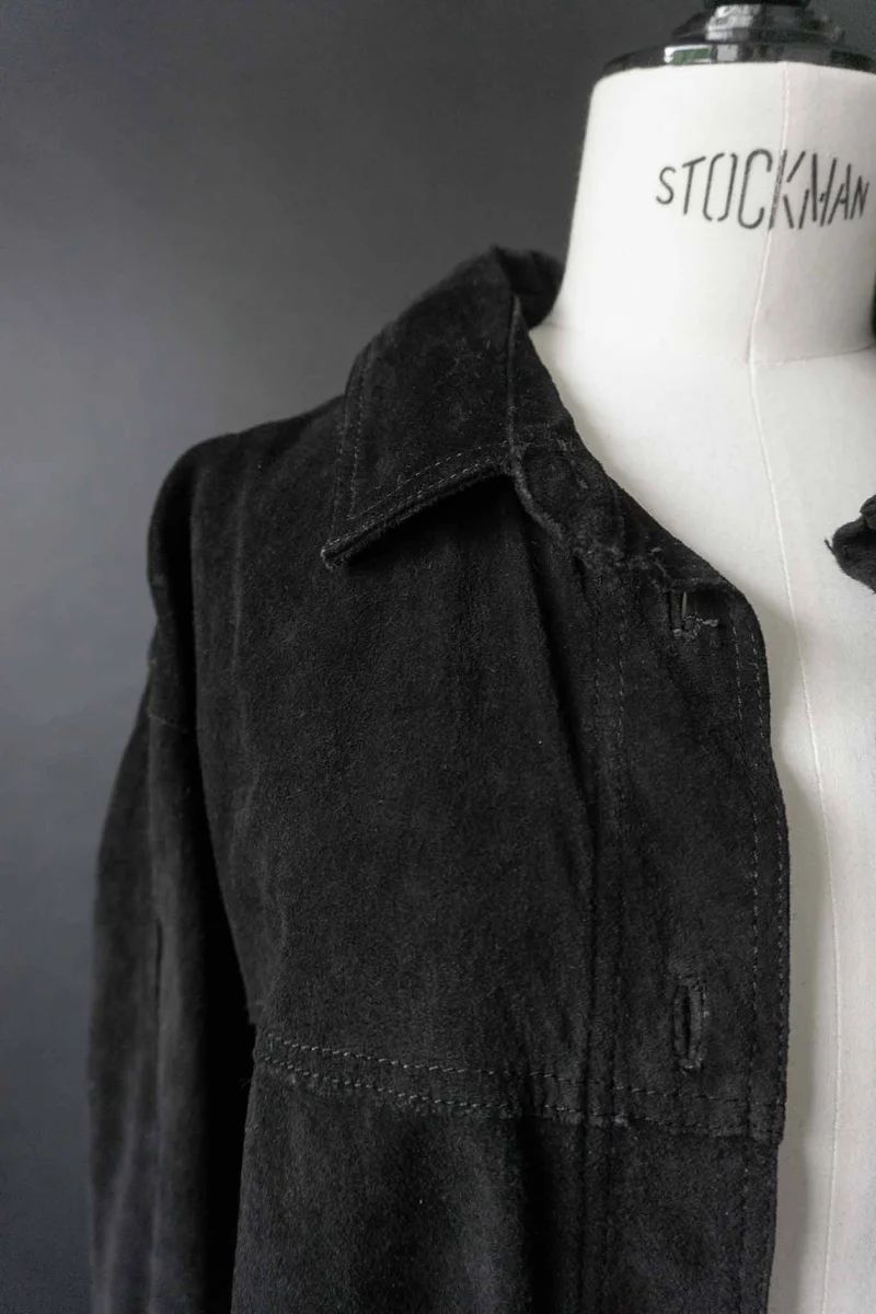 Vintage Wildlederjacke Schwarz, S–M