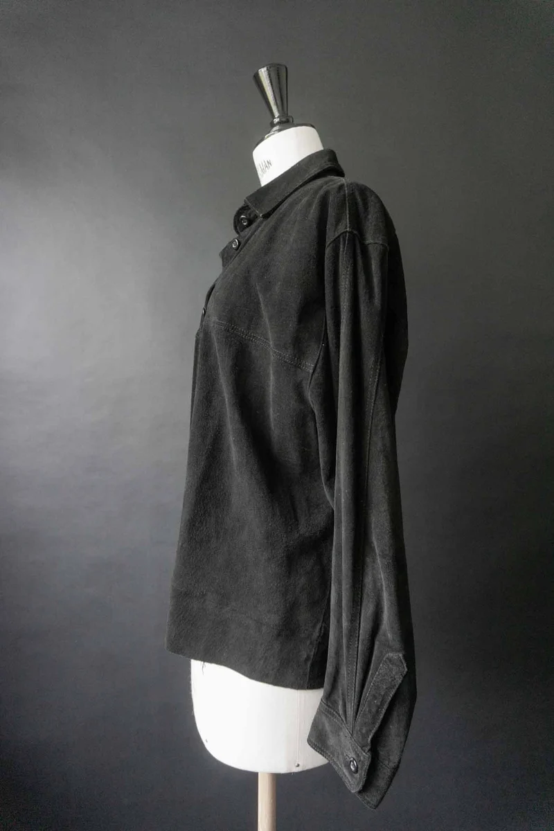 Vintage Wildlederjacke Schwarz, S–M