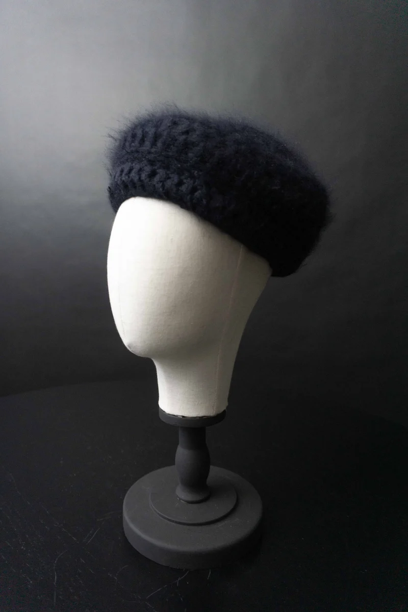 Vintage Angora Mütze Navy, S–M