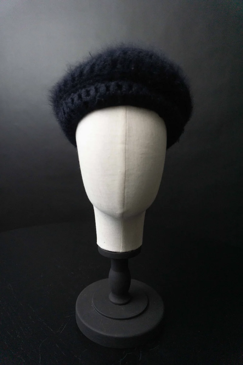 Vintage Angora Mütze Navy, S–M