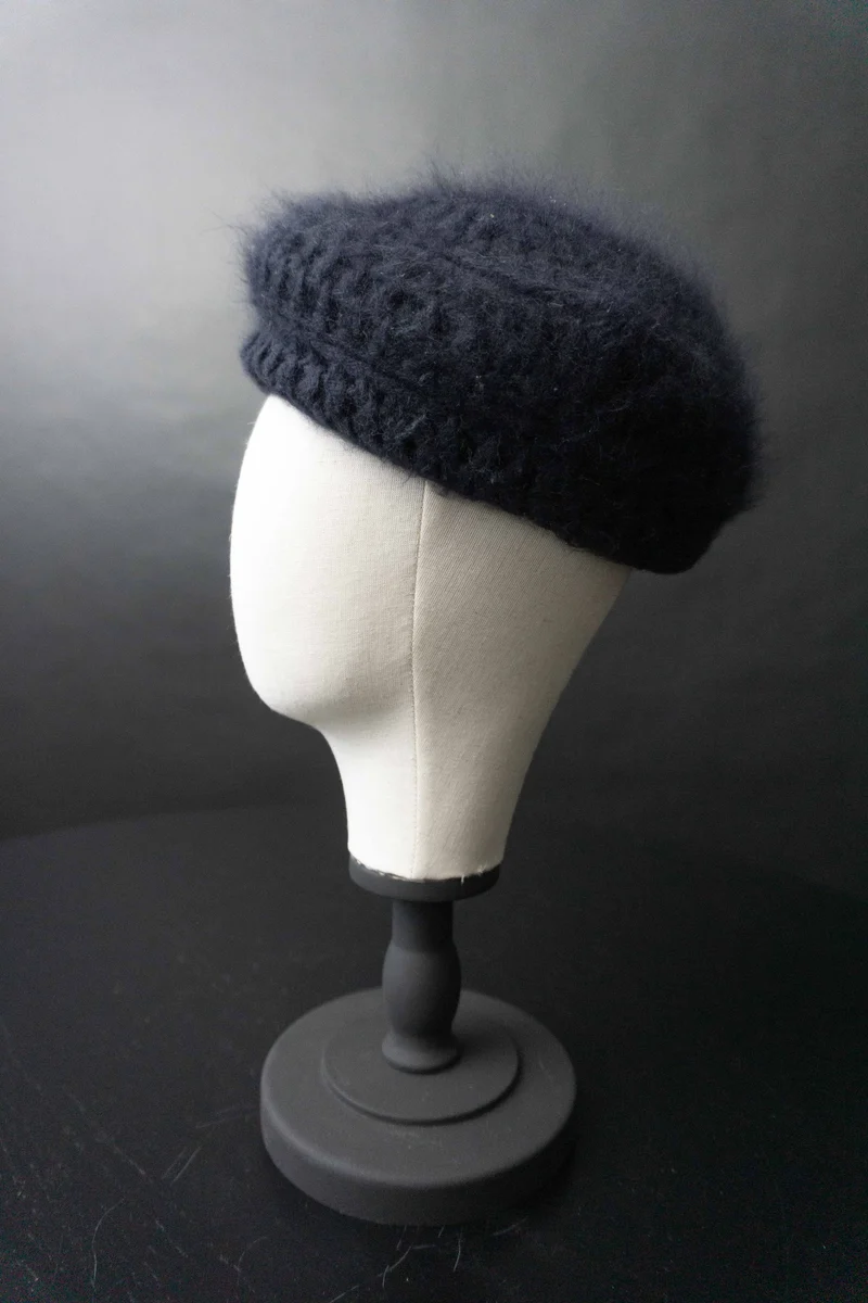 Vintage Angora Mütze Navy, S–M